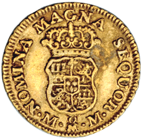 Mexico 1757Mo 1 escudo rev Eliasberg 3136.jpg