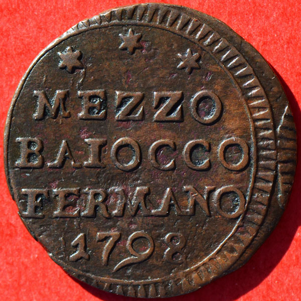 File:Papal States 1798Fermo mezzo baioccho rev Tom F.jpg