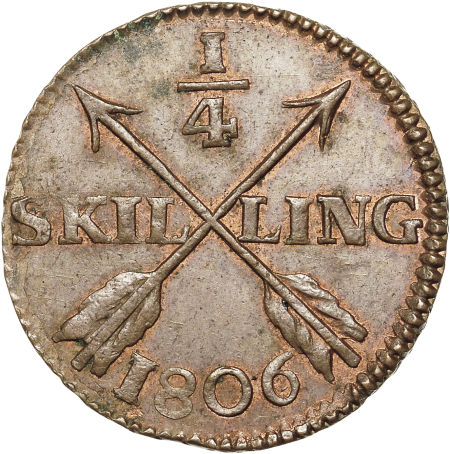 File:Sweden 1806 1-4 skilling rev H3029-31793.jpg