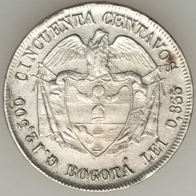 File:COL 1883B 50centavos HA-lot25654-18Apr2011-USD218-rev.jpg