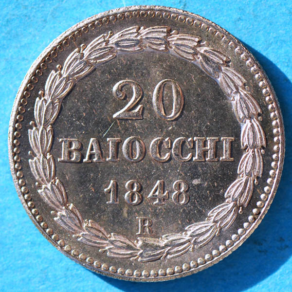File:Papal States 1848R 20 baiocchi rev DSLR.jpg