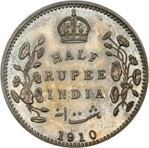 India 1910b half rupee rev Ponterio 173-1418.jpg