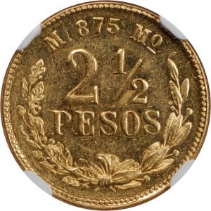Mexico 1891Mo 2-5 pesos rev Ponterio 169-11030.jpg