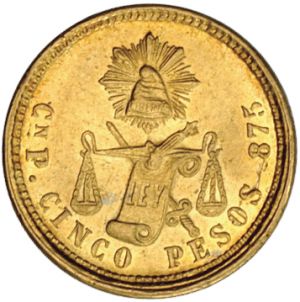 Mexico 1875Cn 5 pesos rev Eliasberg 3382.jpg