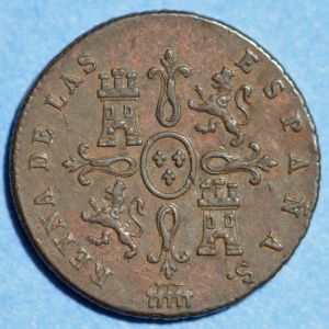 Spain 1842Seg maravedi rev DSLR.jpg