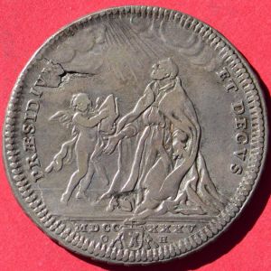 Papal States 1735 testone rev Tom F.jpg