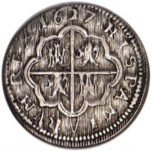 Spain 1627Seg 2 reales rev Stacks 1010-866.jpg